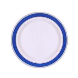 9 In. Glamour Plates Blue, Silver - Pack Of 12