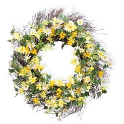 Wdc19149 Daisies Flower Wreath - Yellow & White