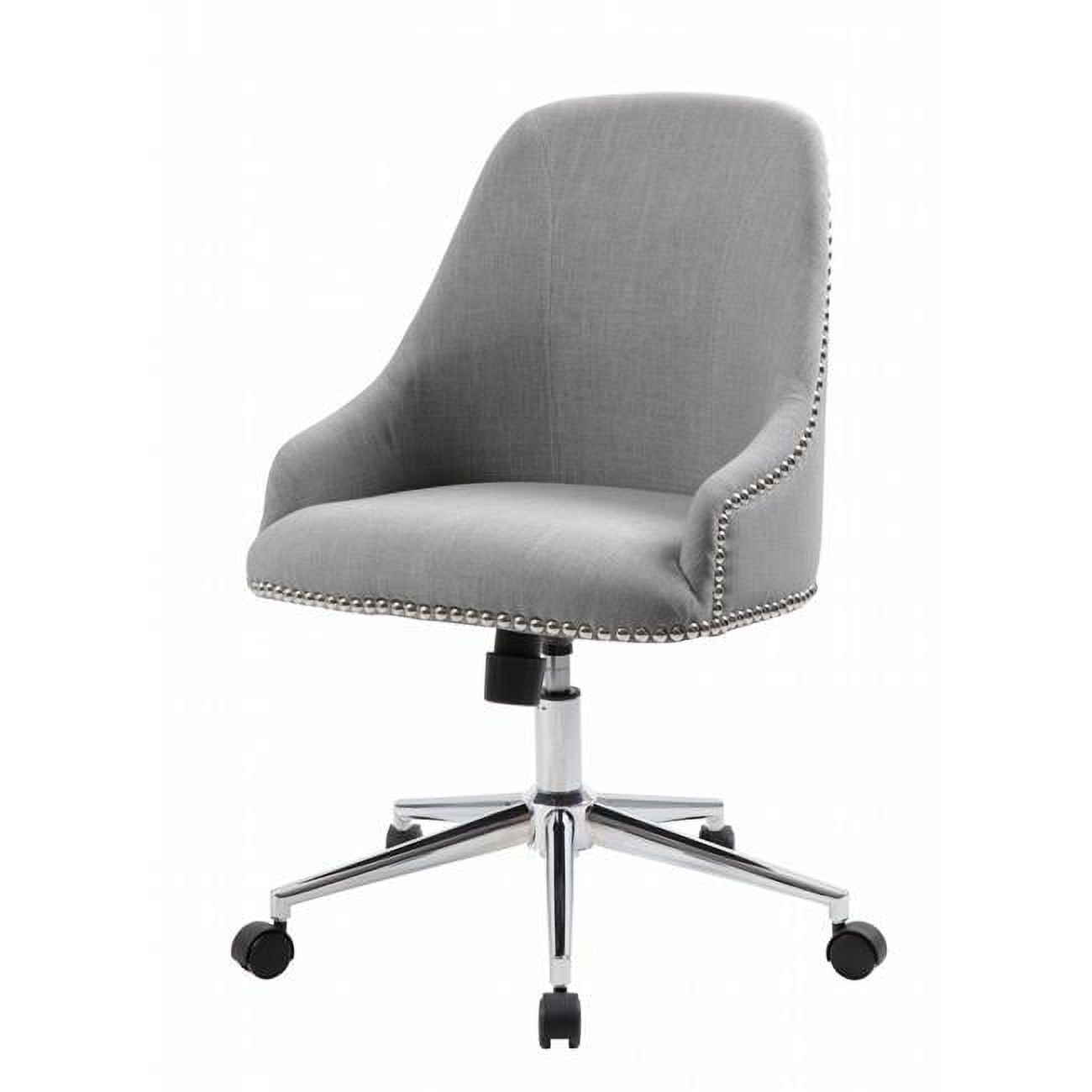 B516c-gy Grey Chair With Silver Nail Around Back & Arm, Kd074 Base