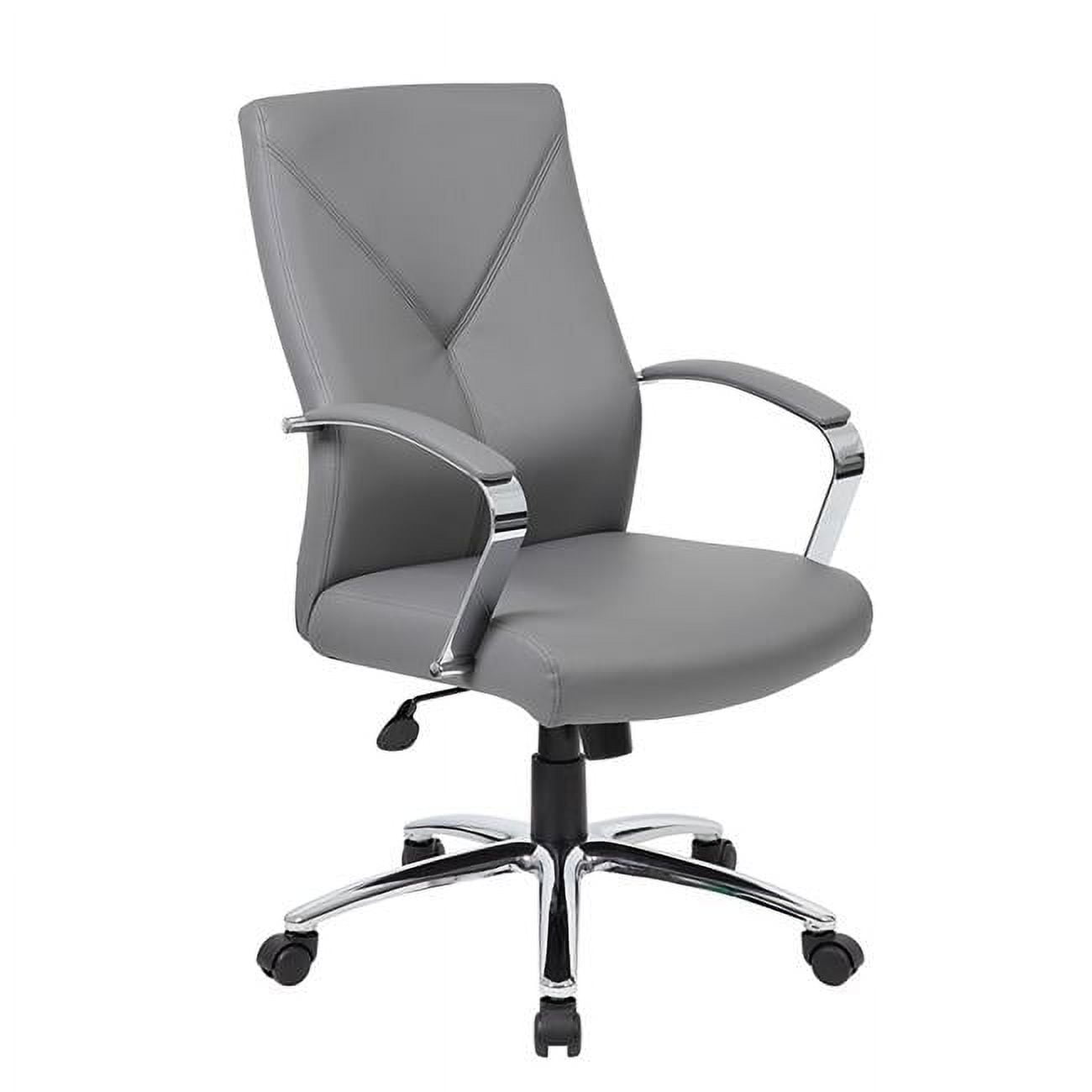 B10101-gy Executive Chair With Silver White Arm & Base