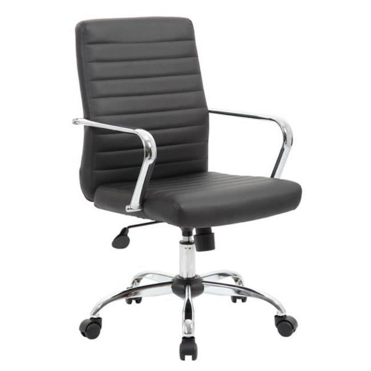 B436c-cp Boss Retro Task Chair With Chrome Fixed Arms, Black