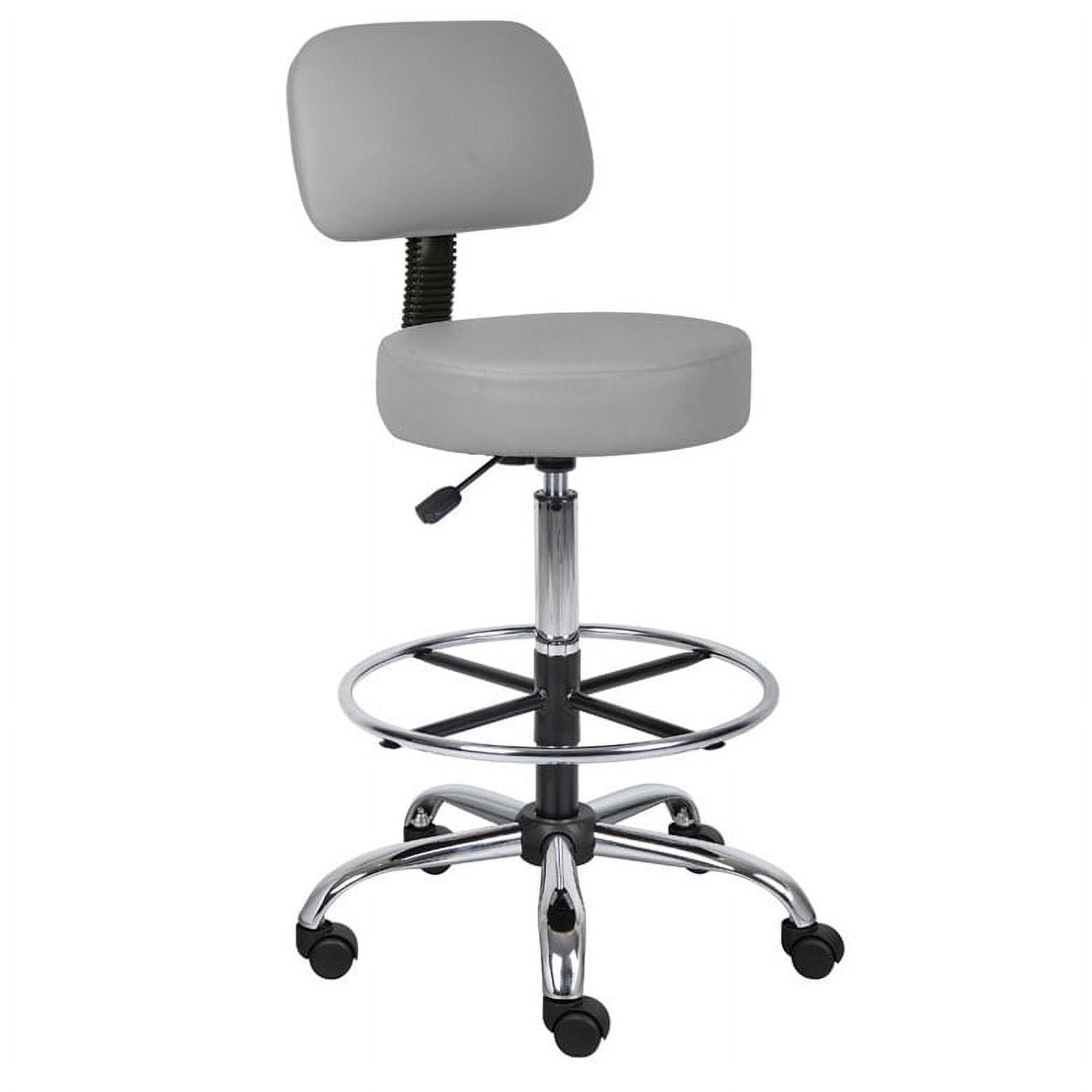 B16245-gy Caressoft Medical Drafting Stool With Back Cushion And Foot Ring- Grey