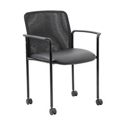 B6909r-cs Mesh Guest Chair With Casters, Black