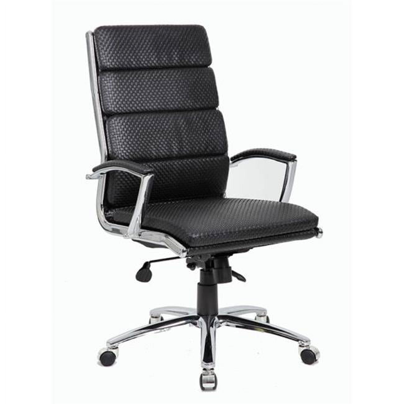 B9471-bkw Executive Vinyl Chair With Metal Chrome Finish, Black