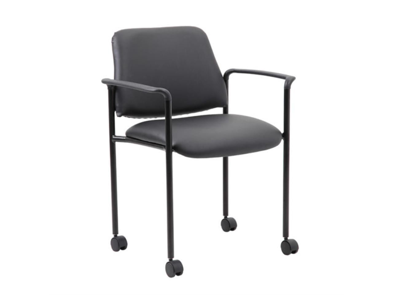 B9503r-cs Square Back Diamond Stacking Chair With Arm, Black Caressoft