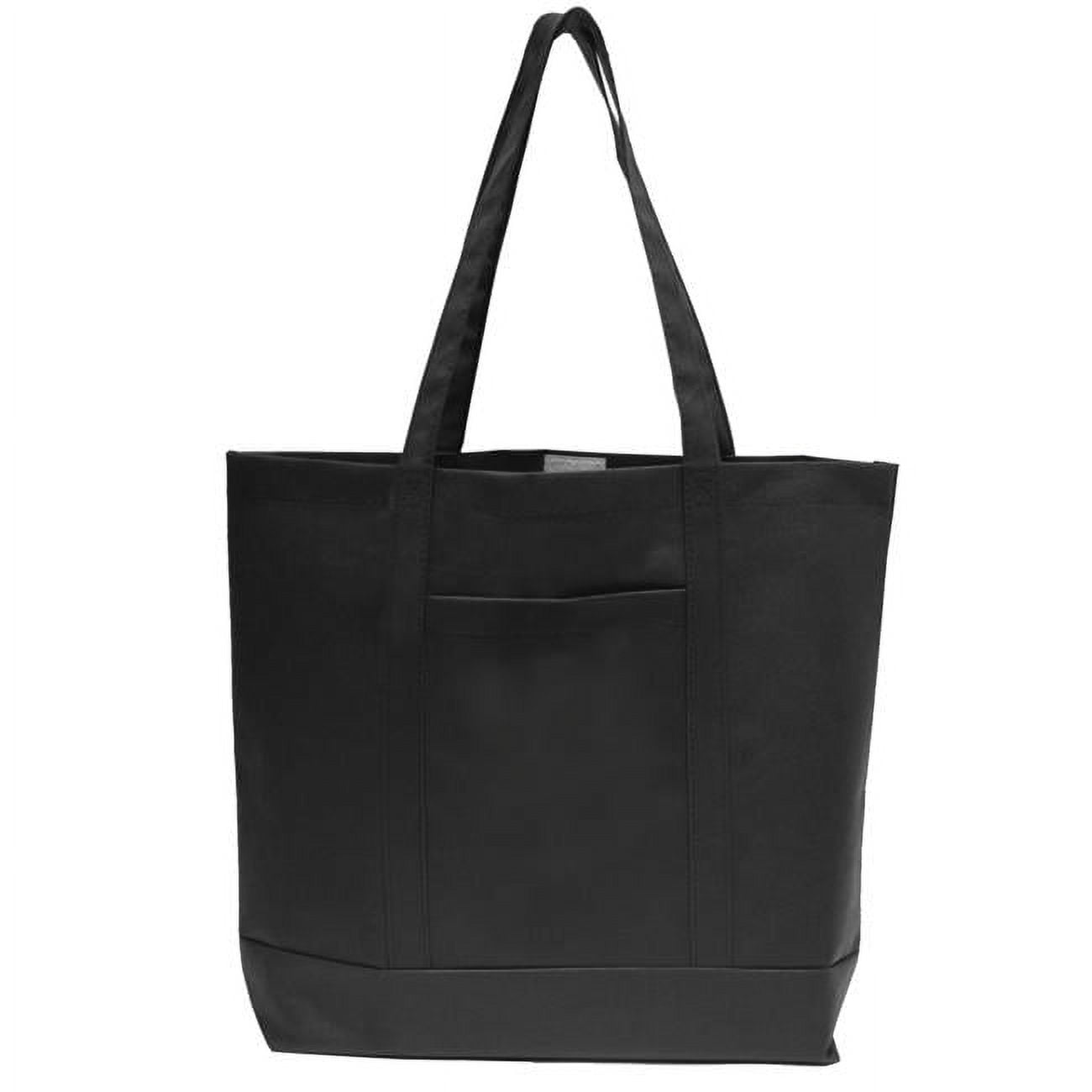 Nw301blk Non Woven Tote With Pocket, Black - 10 Pack