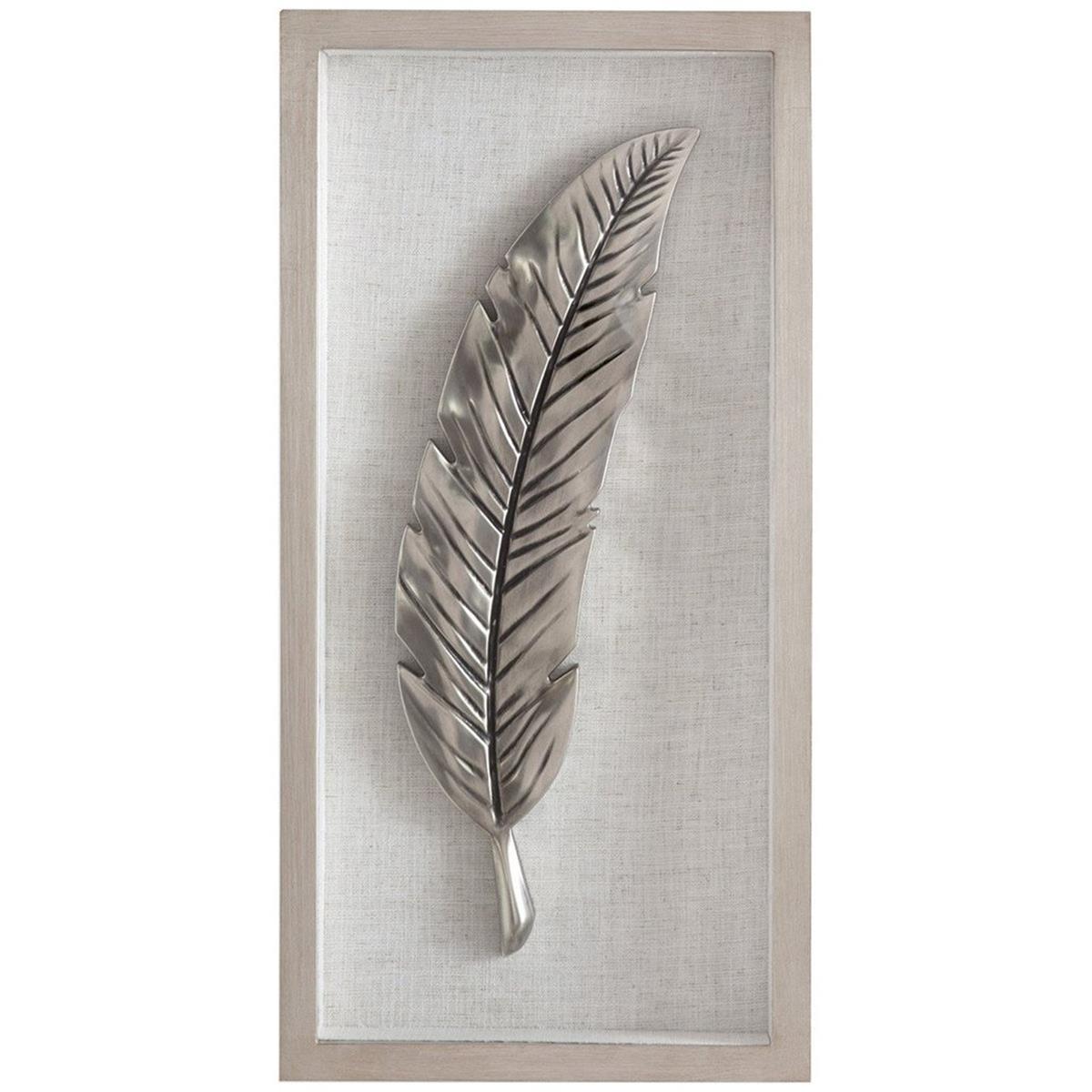 Bassett Mirror 7300-372ec Feather Hanging Wall Art, Silver Leaf