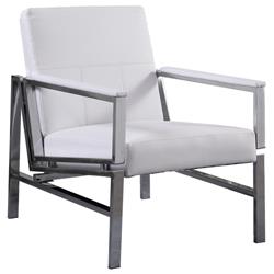 Hl2937 White Leather & Stainless Steel Accent Chair, White