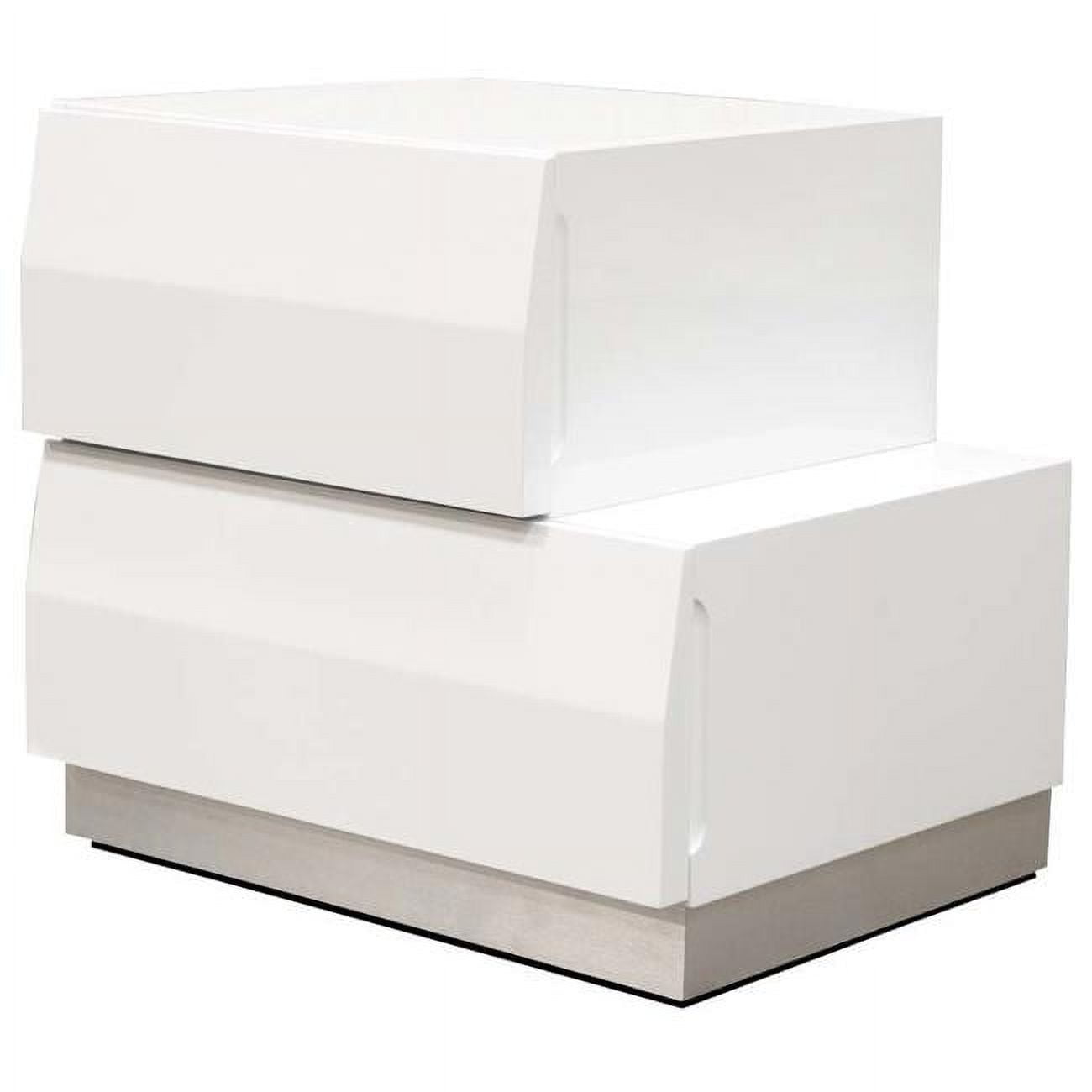 Spain Modern White 2 Drawer Bedroom Nightstand