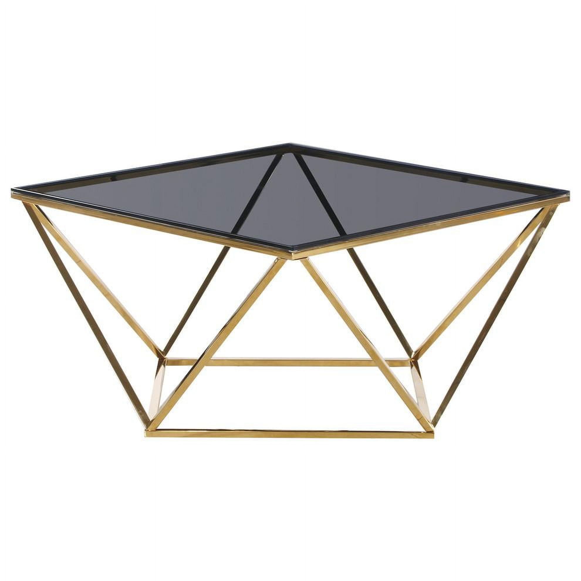 E41 Gold Coffee Table Angled Square Smoked Glass Coffee Table, Gold