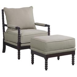 Hl30 Beige & Espresso Set Living Room Accent Chair With Ottoman Set, Beige