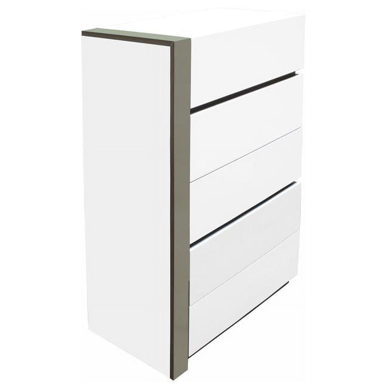 Seville White Modern 5 Drawer Chest