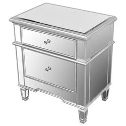 Fra2011 Nightstand 2 Drawer Mirrored Accent Stand, Silver