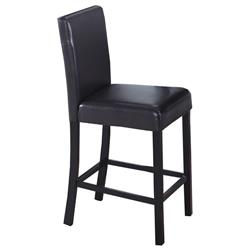 Cd037 2 Pcs Counter Height Chairs Espresso Faux Leather Counter Height Chair, Black - Set Of 2