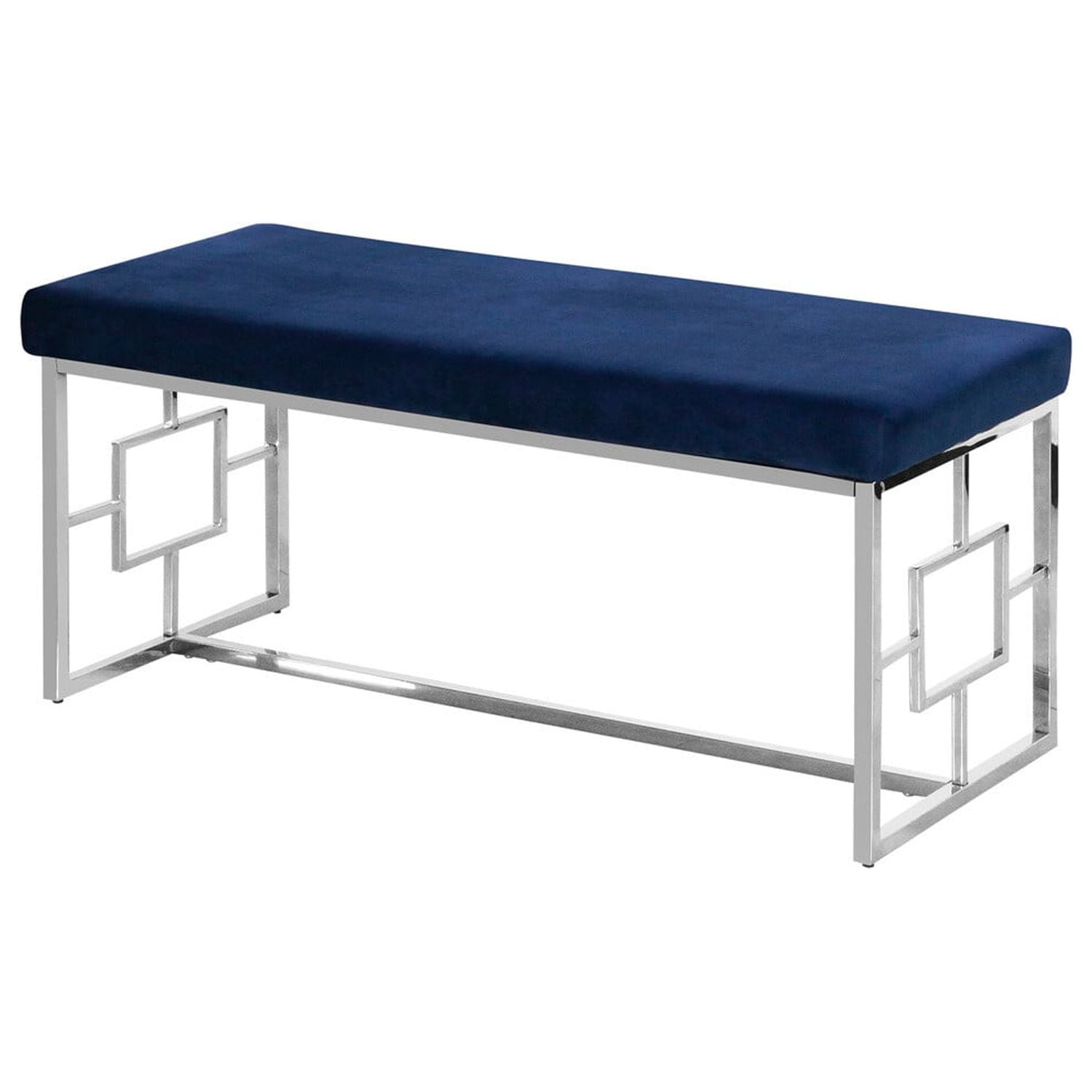 E02 Blue & Silver Stainless Steel Bench