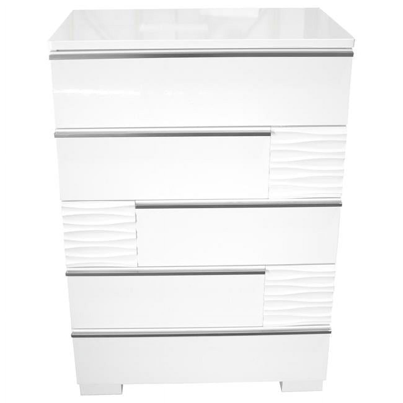 Athens White Lacquer 5 Drawer Chest