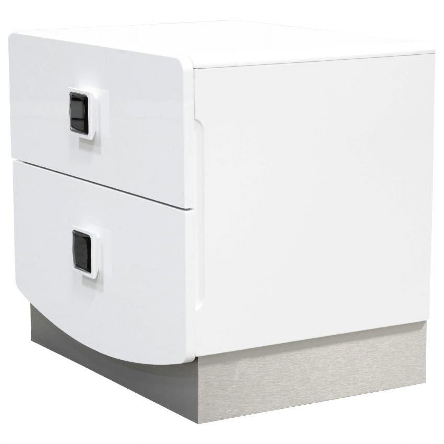 France White Modern 2 Drawer Nightstand
