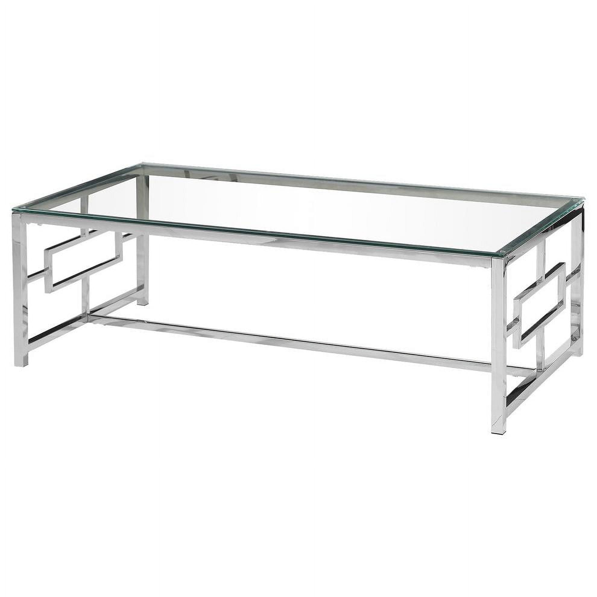 E14 Coffee Table Silver Stainless Steel Living Room Glass Coffee Table