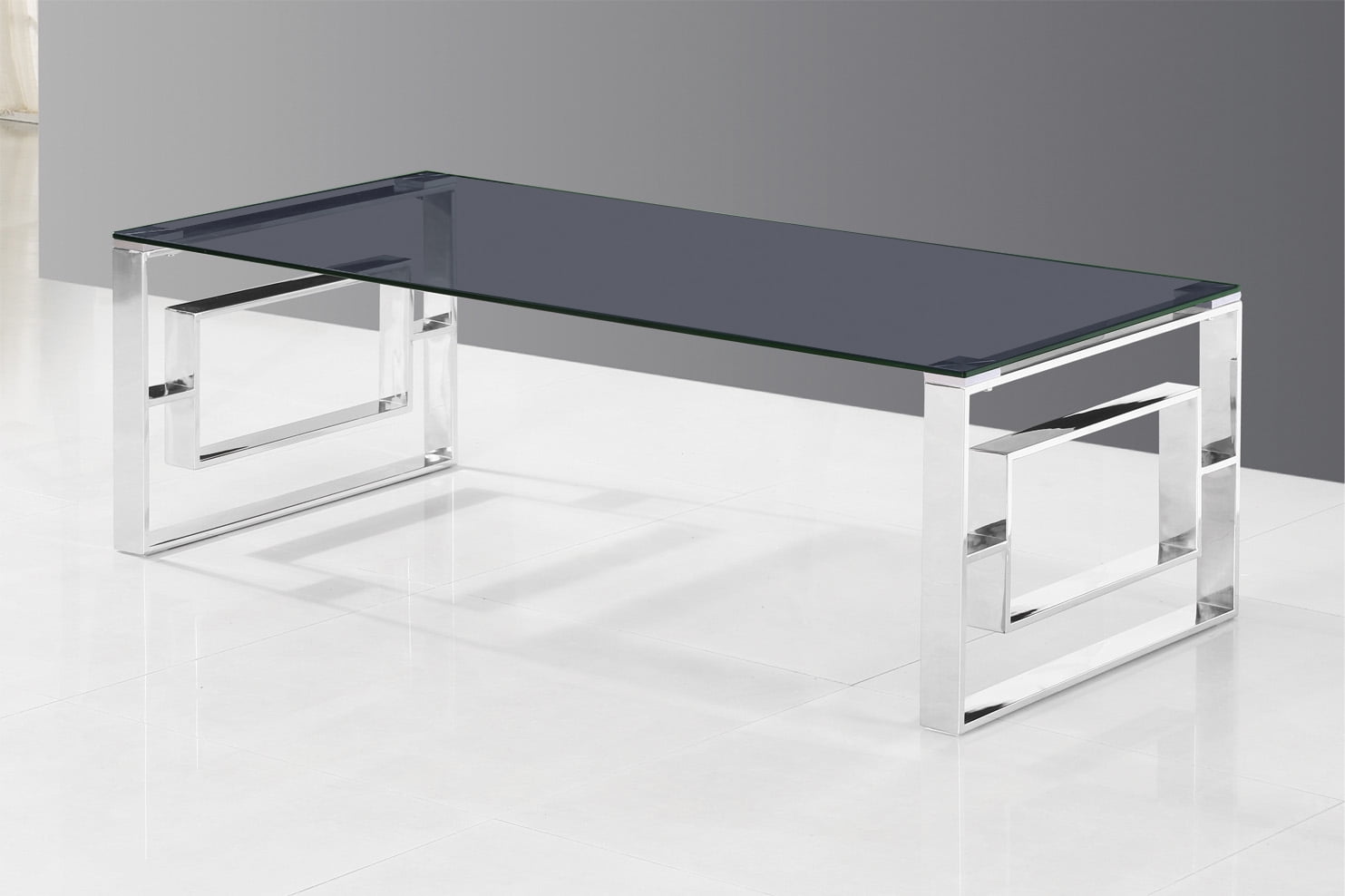 E28 Silver Coffee Table Smoked Glass Living Room Silver Coffee Table