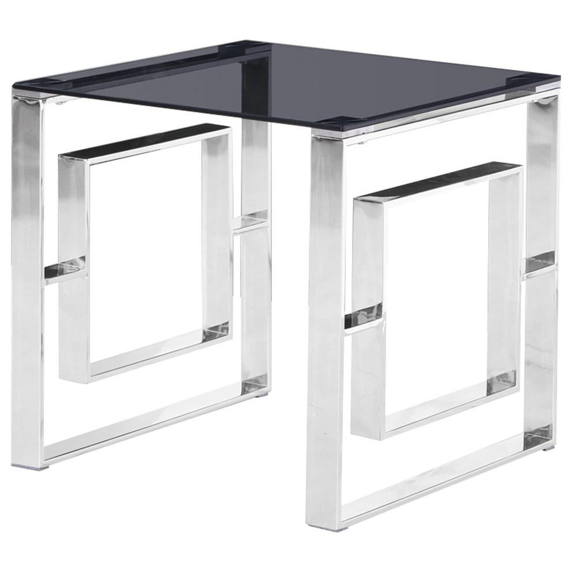 E28 Silver End Table Smoked Glass Living Room Silver End Table
