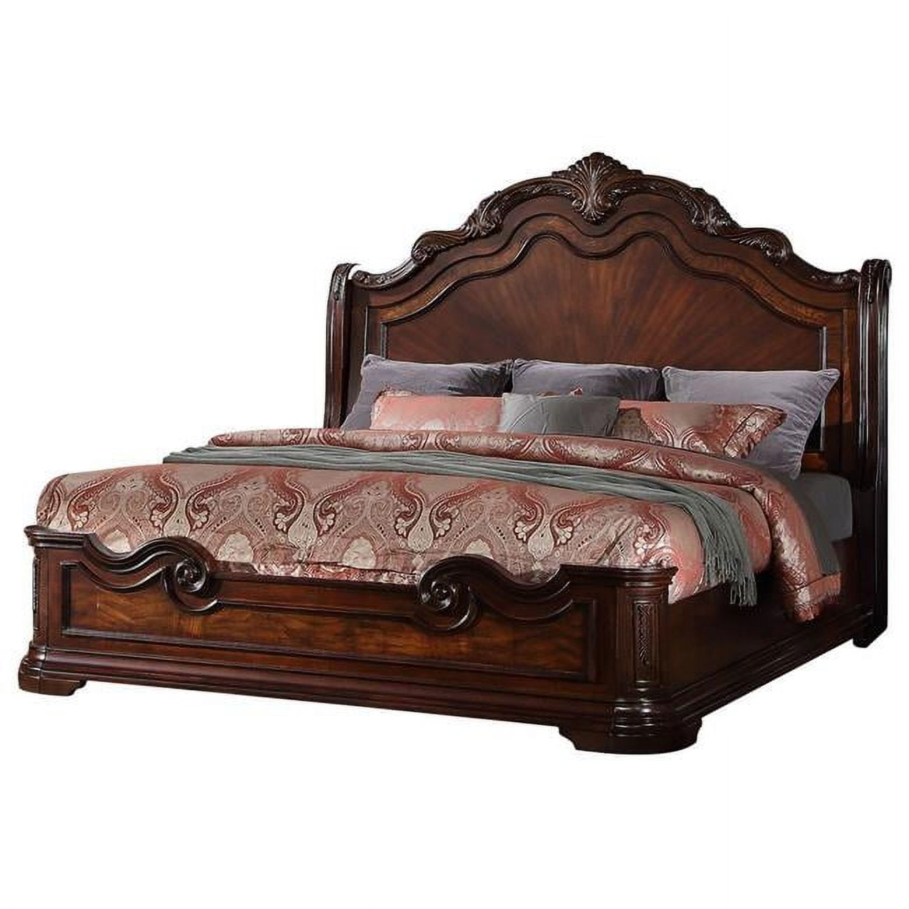B1003 Queen Bed Barney Traditional Walnut Queen Bed