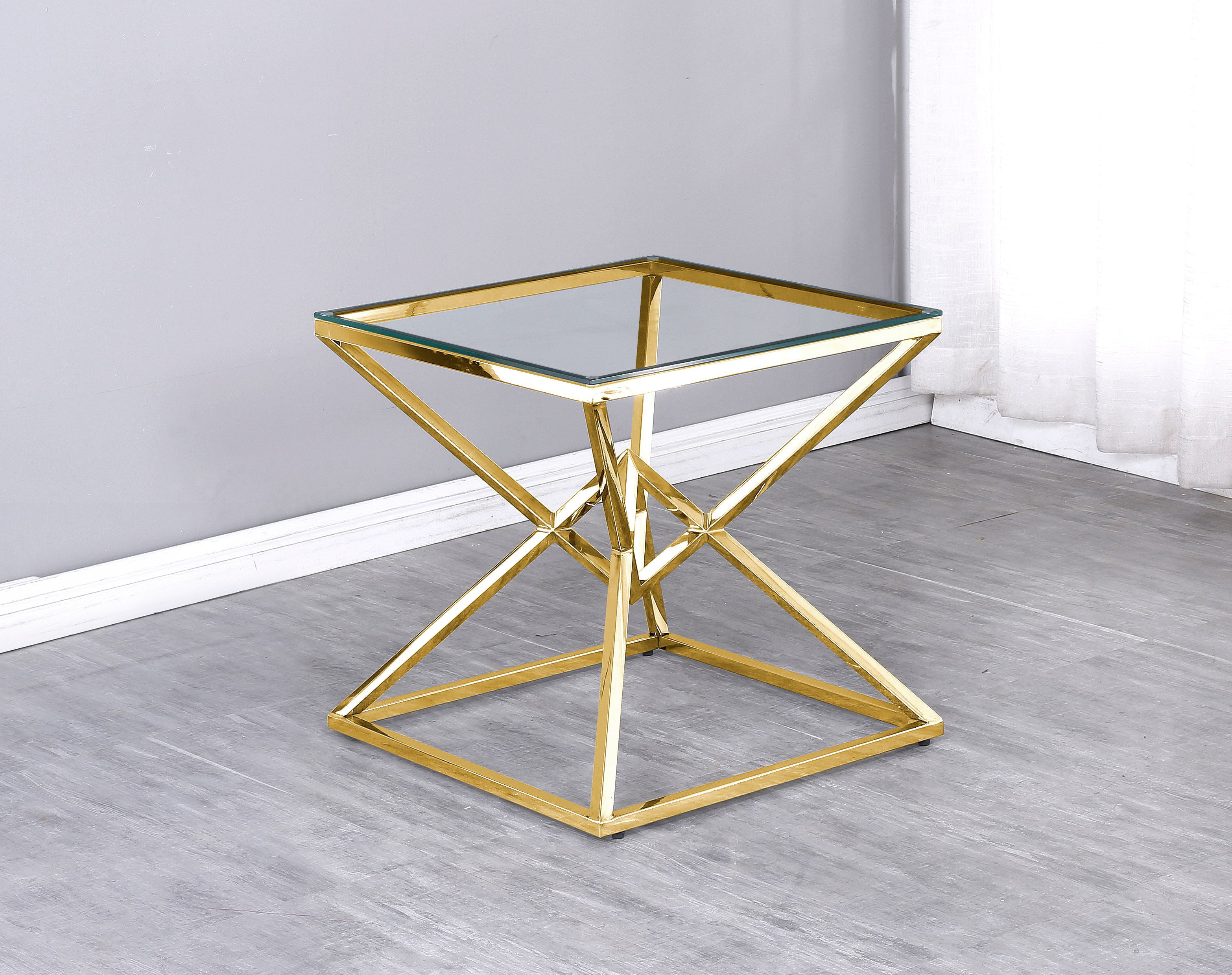 E50 Gold Plated Clear Glass With Gold Plated Side Table