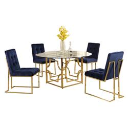 E53 Blue-gold 5pc 54 54 In. Kina Blue & Gold Plated Dining Set - 5 Piece