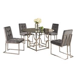 E53 Gray-stainless Steel 5pc 54 54 In. Kina Grey & Silver Stainless Steel Dining Set - 5 Piece