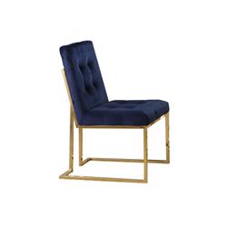 E53 Blue Gold Plated Dining Chairs Blue & Gold Velvet With Gold Plated Dining Chair - Set Of 2