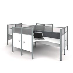 Bestar 100859cg-17 Pro-biz Four L-desk Workstation With Tack Boards, White & Gray - 1004 Lbs