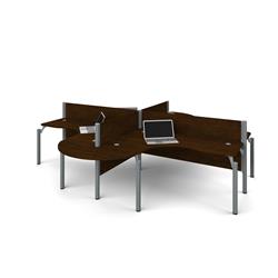 Bestar 100858a-69 Pro-biz Four L-desk Workstation With Rounded Corners, Chocolate - 858 Lbs