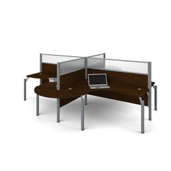 Bestar 100858b-69 Pro-biz Four L-desk Workstation With Rounded Corners, Chocolate - 868 Lbs