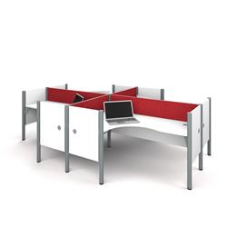 Bestar 100859cr-17 Pro-biz Four L-desk Workstation With Tack Boards, White & Red - 1004 Lbs
