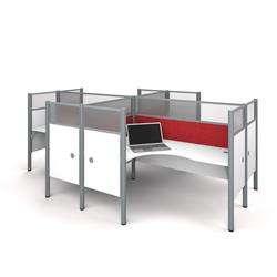Bestar 100859dr-17 Pro-biz Four L-desk Workstation With Tack Boards, White & Red - 1030 Lbs