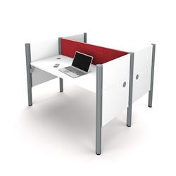 Bestar 100870cr-17 Pro-biz Double Face To Face Workstation With Tack Boards, White & Red - 444 Lbs
