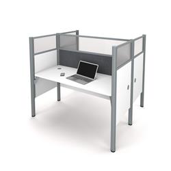 Bestar 100870dg-17 Pro-biz Double Face To Face Workstation With Tack Boards, White & Gray - 484 Lbs