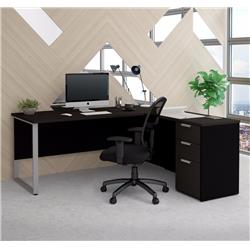 Bestar 110891-32 Pro-concept Plus L-desk With Metal Leg, Deep Grey & Black