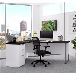 Bestar 110891-17 Pro-concept Plus L-desk With Metal Leg, White & Deep Grey
