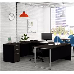Bestar 110888-32 Pro-concept Plus U-desk, Deep Grey & Black