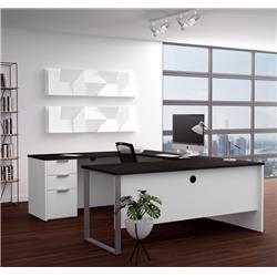 Bestar 110888-17 Pro-concept Plus U-desk, White & Deep Grey