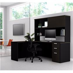 Bestar 110886-32 Pro-concept Plus L-desk With Hutch, Deep Grey & Black