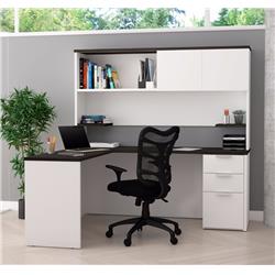 Bestar 110886-17 Pro-concept Plus L-desk With Hutch, White & Deep Grey