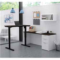 Bestar 110895-17 Pro-concept Plus Height Adjustable L-desk, White & Deep Grey