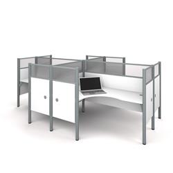 Bestar 100859d-17 Pro-biz Four L-desk Workstation, White - 998 Lbs