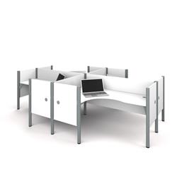 Bestar 100859c-17 Pro-biz Four L-desk Workstation, White - 972 Lbs