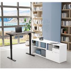 Bestar 160885-4717 I3 Plus Height Adjustable L-desk, Bark Gray & White