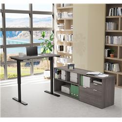 Bestar 160885-47 I3 Plus Height Adjustable L-desk, Bark Gray