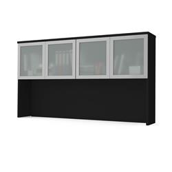 Bestar 110523-1118 Pro-concept Plus Hutch With Frosted Glass Doors, Black - 40.4 X 71.1 X 12.4 In.