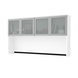 Bestar 110523-1117 Pro-concept Plus Hutch With Frosted Glass Doors, White - 40.4 X 71.1 X 12.4 In.