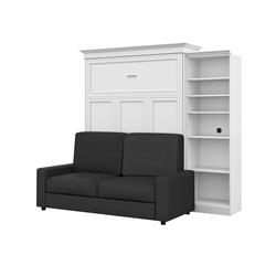 Bestar 40780-000017 Versatile Queen Size Wall Bed Storage Unit & Sofa Set - White & Grey, 3 Piece